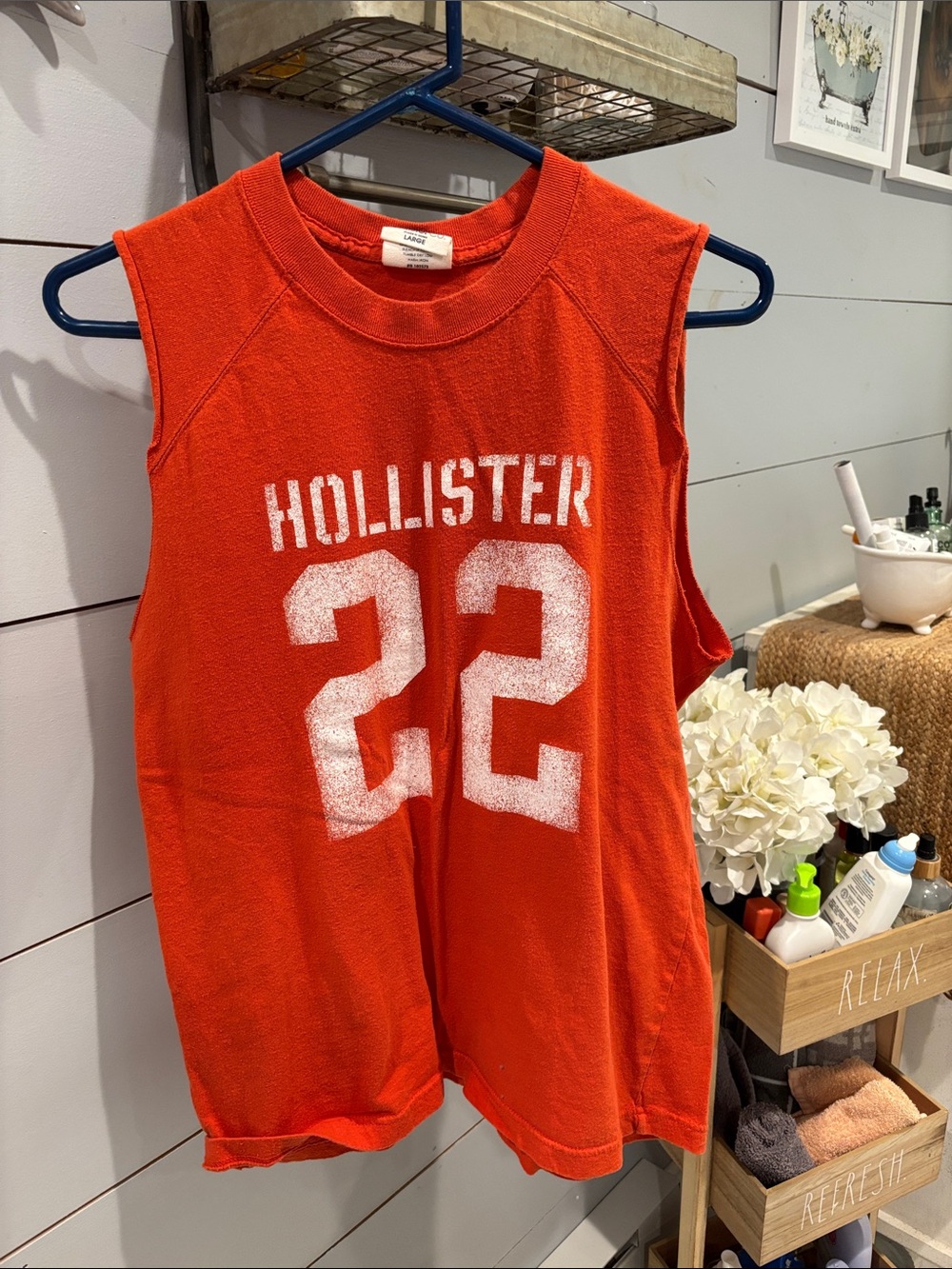 Hollister Bright Orange Sleeveless Graphic Tank